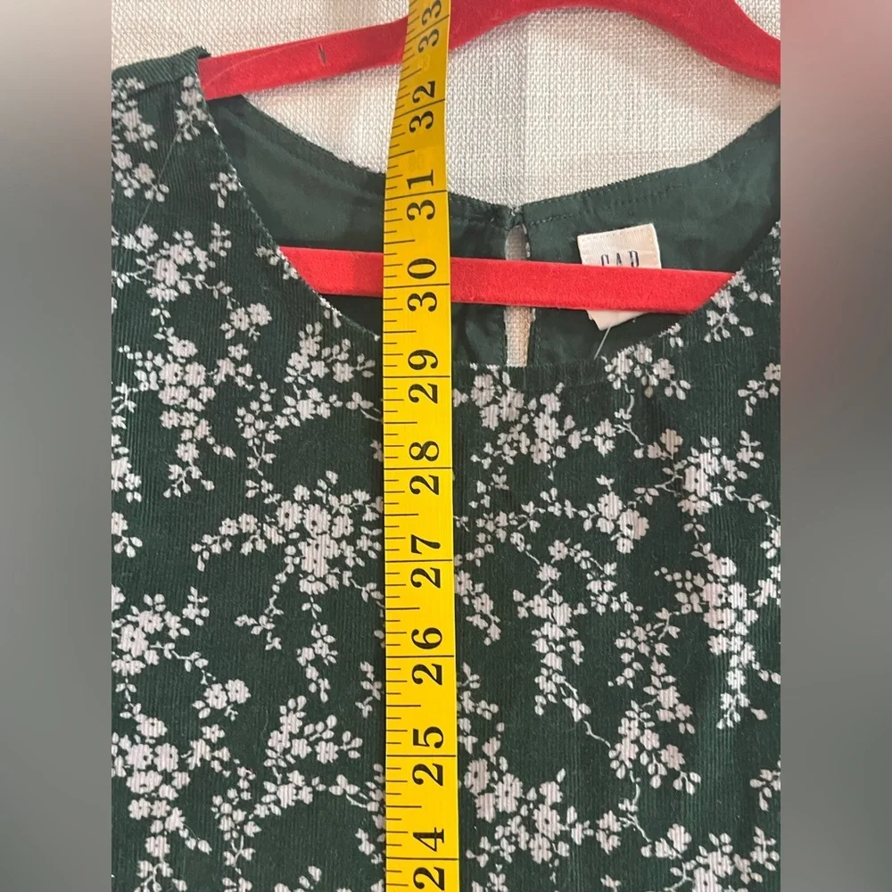 Gap Micro Corduroy Floral Green Girls Dress Tiered Fell Long Sleeves 12  New